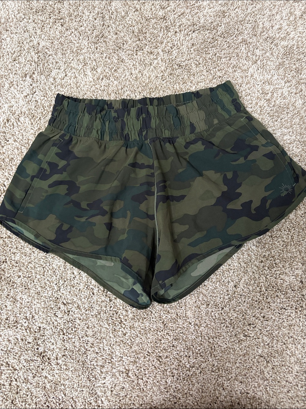 Offline By Aerie Camo Running Shorts - Olive Green